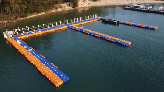 Plataforma de puente pontón de cubos de dique flotante de plástico de agua de venta caliente barata para barco yate